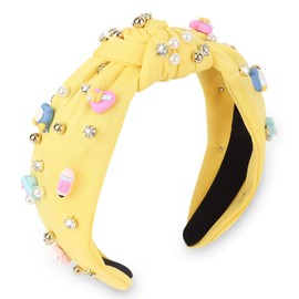 CIEHER Teacher Headbands for Women, Headband for Back to School, Knotted Hairband, Teacher Hair Accessories Appreciation Gifts - Yellow