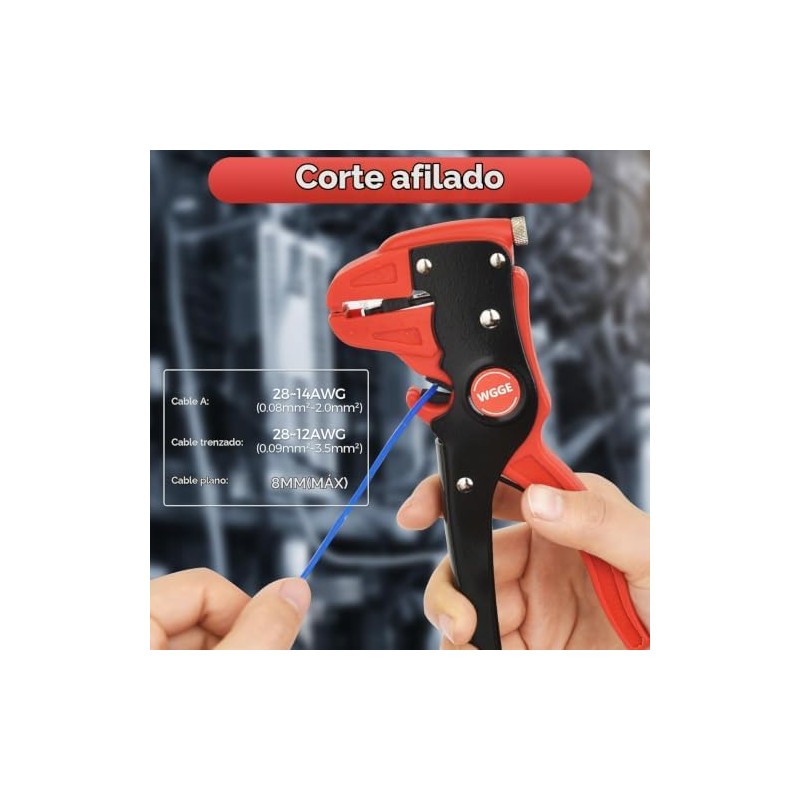 WGGE Pelacables y cortador automático, herramienta pelacables 2 en 1,