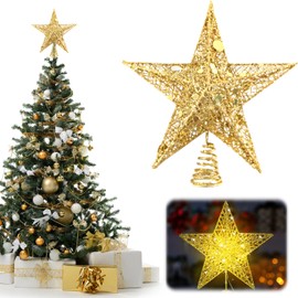 HYran Gold Christmas Tree Topper Star, Christmas Tree Star Topper, Christmas Tree Topper Star, Christmas Tree Top Decoration, Tree Topper Stars