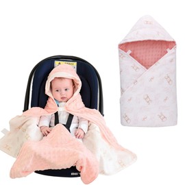 Baby Car Seat Blanket-Universal Car Seat Covers,Warm Swaddle Blankets for Infants Newborn,Boys and Girls Baby Bunting for Stroller,35"x35"(Pink Rabbit)