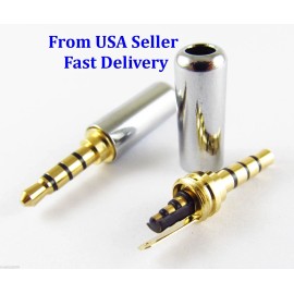 Unbranded 4 PK  Gold** 4 Pole 3.5mm Male Repair headphone Jack Plug Audio Soldering DIY