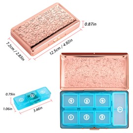 Pill Organizer, Pill Box 7 Day/Metal Travel Pill Case, BPA Free. (Pink)