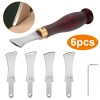NSIoutlet 6PCS Leather Craft Edge Creaser Tool Kit with Wood