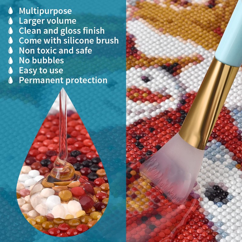 LANBEIDE 200ML Diamond Painting Sealer with Silicone Brush, Updated 5D