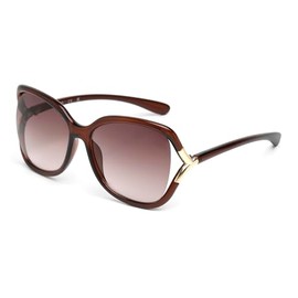 Marcolin Eyewear Women's Injected Sun Glasses Polarized Oval Sunglasses, Shiny Dark Brown, 59/16/130