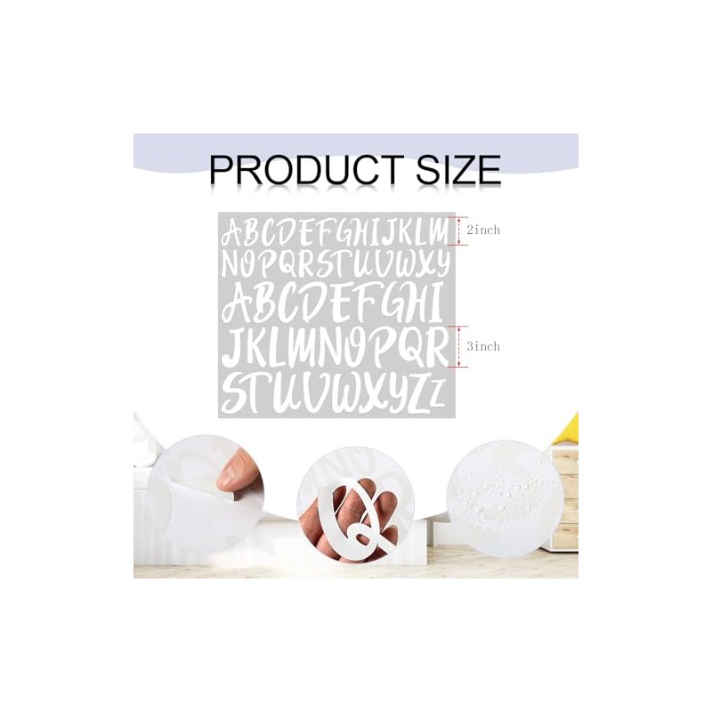 TaoBary 416 Pcs White Letter Stickers, 8 Sheets Cursive Alphabet