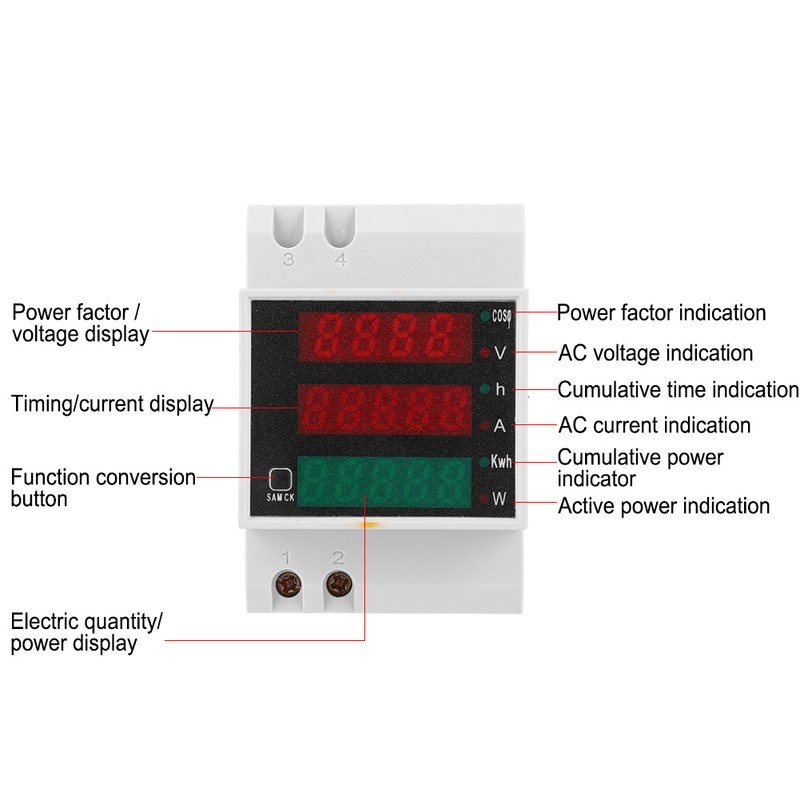 D52-2047 Multi Function Electric Meter Digital Displayed Current Voltage Power