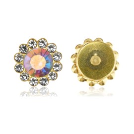 100 Pcs 12MM Sew on Rhinestones Crystals Glass Metal Base Sewing Flower Claw Rhinestones for Clothes Shoes Earring Belt Crafts Sewing Accessories (02 AB)