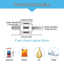 One Way Check Valve Fuel,Tianher Fuel Non-Return One Way Aluminium Check Valve Diesel Fuel Oil (4pcs 8mm)