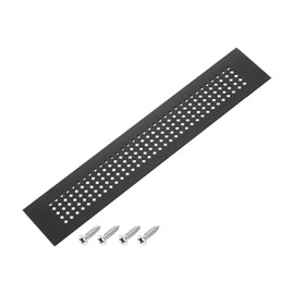 PATIKIL 12 x 2 Inch Door Air Vent Cover, Aluminum Grille Ventilation Cover Louvered Diamond Hole with Mounting Screws for Cabinet Wardrobe Door, Black