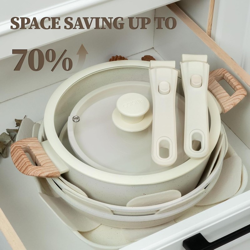 23Pcs Ceramic Cookware Set Non Stick Pots and Pans Set