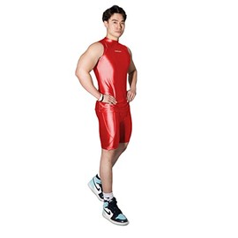 AMORESY Poseidon Series Tight Elastic Fitness Clothes, Cool and Silky Sports Fitness Running Vest (L, Red)