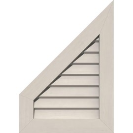 Ekena Millwork 24"W x 30"H Half Peaked Top Left (29"W x 35 3/8"H Frame Size) 4/12 Pitch: Primed, Non-Functional, Smooth Western Red Cedar Gable Vent w/Decorative Face Frame