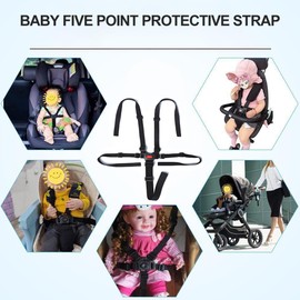 High Chair Seat Belts, 5 Point Safety Belt, Replacement Seat Belts, Universal Child Safety Belt, Adjustable Safety Belts, with 1 ID Bracelet, for Children