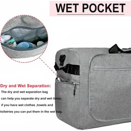 Travel Duffle Bag for Men, Large Foldable Duffel Bags for Traveling with Shoes & Wet Compartment Waterproof Weekender Gym Bag for Men Women, Darkgrey, 115L, Weekender Bag With Shoes Compartment & Wet