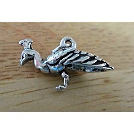 Wholesale Charms Sterling Silver 3D 13x22mm Bird Peacock Male feathers down Charm