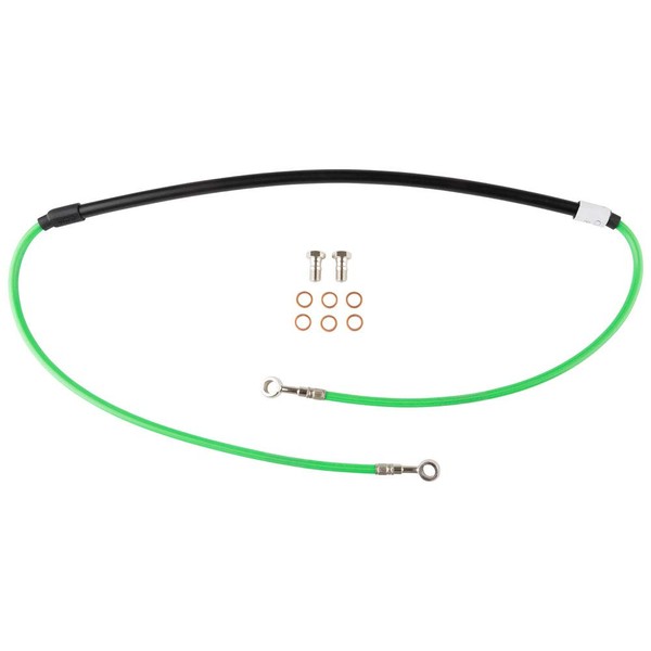 Tusk Front Motorcycle Steel Braided Brake Line Standard Length Green