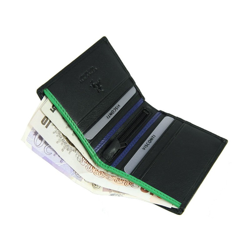 Mens Leather Slim Compact Note Wallet 6 Card Slots Coloured