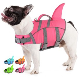 Doglay Dog Life Jacket, Shark Life Vest for Swimming, High Visibility & High Flotation Dog Swimming Vest with Rescue Handle, Adjustable Puppy Lifesaver for Small Medium Large Dogs