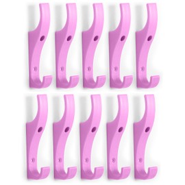 Toughook Original Unbreakable Hooks 10 Pack (Pink) Tough Heavy Duty Plastic Hook. Wall Mounted Pegs for Bathroom, Kitchen, Bedroom, Bag, Hat, Coats. Child-Friendly Design for School, Home & Office