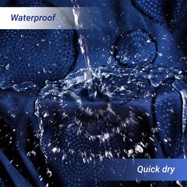 SVhome Waterproof Fabric Shower Curtain for Bathroom - Washable, 72"x72", Boho Style, Textured Jacquard, Hotel Quality, 12 Metal Hooks, Navy Blue