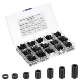 PATIKIL M3 M4 Nylon Spacer, 345Pcs Round Standoff Spacers Non-Threaded Electrical Outlet Spacers Assortment Kit for PCB Motherboard, Circuit Board, Switch and Receptacle, Black