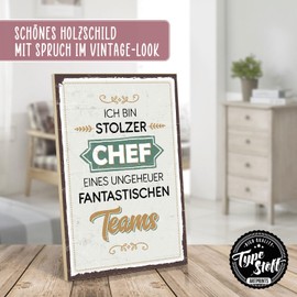 TypeStoff HS-00649 Wooden Sign with Saying - Proud Chef - Vintage Look with Quote as Gift and Decoration