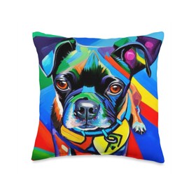 Bugg Dog Rainbow Throw Pillow