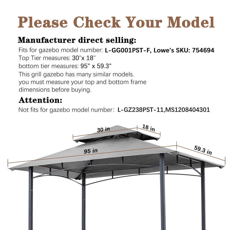 SCOCANOPY Upgraded Ripstop Fabric Replacement Canopy Grill BBQ Gazebo Roof