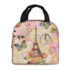 Duduho Paris Eiffel Tower Butterfly And Flowers Lunch Bag Compact