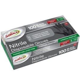 Sabco Black Extra Protection Nitrile Gloves 100 Pack - Large