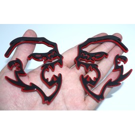 2Pc Gorilla Emblems 3D Badge Decal Sticker Fit for Universal Car Truck Motorcycles (Redline)