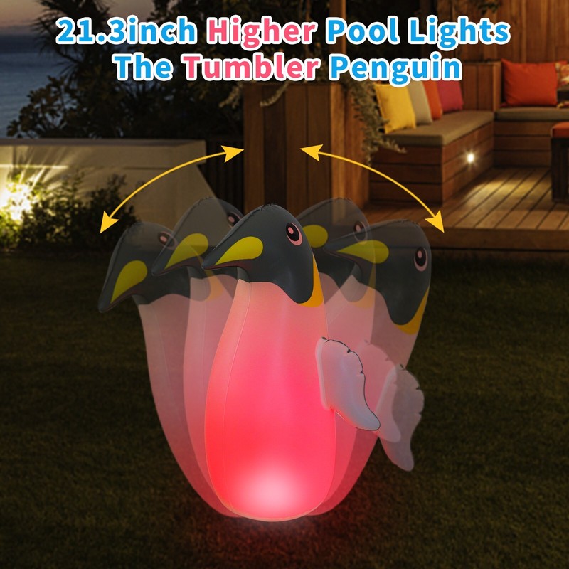 Supernight 2 Pack Solar Floating Penguin Lights with Remote Waterproof