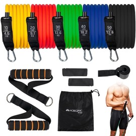 Mobiclinic, Elastic Resistance Bands, European Brand, Includes Accessories, 5 Resistances, Non-Slip, Fitness, Elastic Fitness Bands for Yoga, Pilates, Stretching, Buttocks