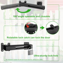 KSWLOR Flip Gate Latch Lock with Padlock Hole, Safety Door Bolt Latch Lock Heavy Duty Adjustable Door Latch, 8" Barn Door Lock, Suitable for Outdoor Wooden Fence, Swing Doors, Sheds, Patio Latches