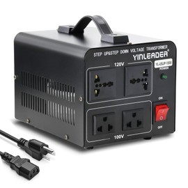 Yinleader 1500W Japanese Voltage Converter - Step Down 120V to 100V or Step Up 100V to 120V, Includes US Power Cord for Medium-Power Appliances