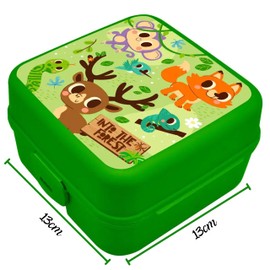 Into The Forest Lunch Box with 3 Compartments,Snack Box for Kids Sandwich Box Safe Box with Fun for School Going Kids Size-14cm Ages 3+ Years