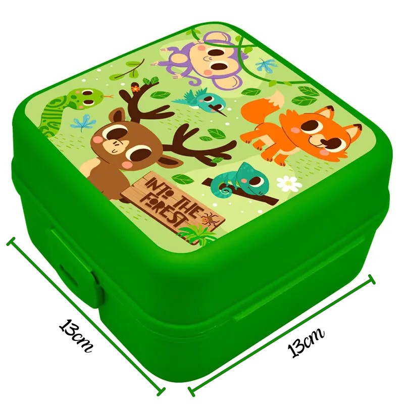 Into The Forest Lunch Box with 3 Compartments,Snack Box for