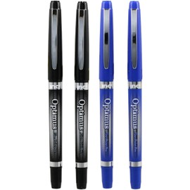 PPhyphys INC Optimus Fine Point Pen, Smooth Bold Writing (2 Black Pens & 2 Blue Pens)