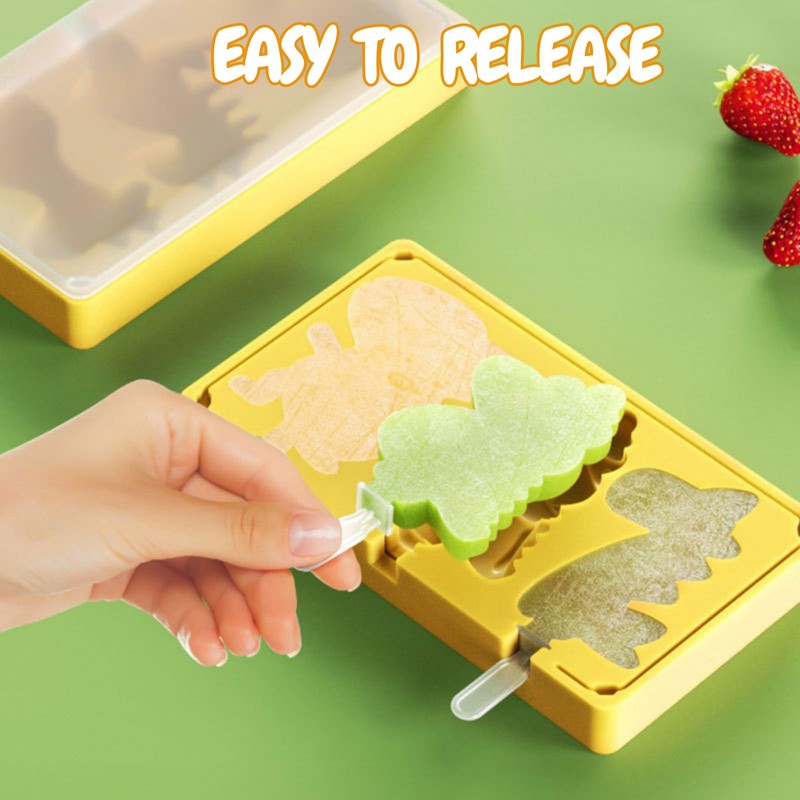 PTaizjjz Popsicles Molds,2PCS Silicone Dinosaur Popsicle Molds,Homemade Ice Pop Molds