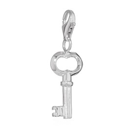 NKlaus Chest Key Charm Pendant 925 Silver 24 x 11 mm Amulet for Charm Bracelet 16216, Sterling Silver
