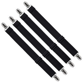 LIHAO 4 x Bed Sheet Straps Adjustable Sheet Tensioners for Bed Sheet Mattress Bed Sheet Clips Bed Sheet Holder Black (65 to 220 cm)