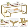Yaheetech Gold Coffee Table, 42" Rectangular Glass Coffee Table for
