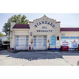 Photo- The Red Crown Mini-Museum is a restored 1920s Standard Oil gas station that displays service-station memorabilia in Lafayette, Indiana 1 Fine Art Photo Reproduction 36in x 24in