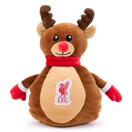 Zappi Co Liverpool FC Reindeer Plush Toy – Squishy cuddly Christmas Rudolph the Red-Nosed reindeer decoration (25cm height) Festive décor stocking fillers supporters of The Reds
