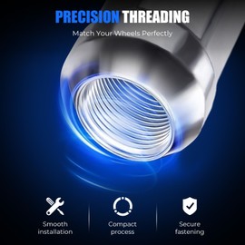 MEILUNBS 24PCS M14x2 Spiked Lug Nuts 4.4" Black Chrome - Bullet Cone Seat Wheel Nuts w/Socket Key | Fit F-150/Silverado 1500/Ram 1500/Land Cruiser (60° Conical)