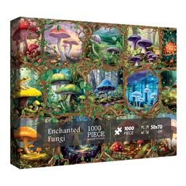 Colorful Mushroom Puzzle for Adult 1000 Piece, Mushroom Art Puzzle for Adults Painting, Fungi Jigsaw Puzzles 1000 Pieces for Adult