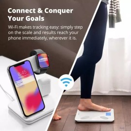 Greater Goods 그레이터 굿즈 WiFi 욕실 규모 체중 BI 체지방 근육량 수분 비율 측정 최대 8명의 사용자 400입방 흰색 [White Basic Wifi BMI] Greater Goods WiFi Bathroom Scale Body Weight BMI Body Fat Muscle Mass Water Percentage Measurement Maximum 8 Users 400 Pounds White [White Basic Wifi BMI]