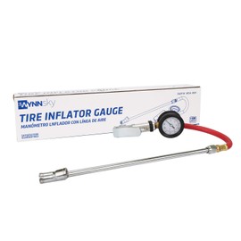 WYNNsky Tire Inflator with Tire Pressure Gauge, Extended Straight-on Air Chuck with 12 Inch Rubber Air Hose