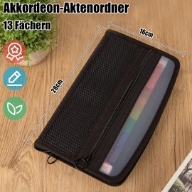 Koogel Expanding File for A5, Document Folder Organiser with Zip, Organiser Folder, 13 Compartments, Organiser Folder for Checks, Bills, Receipts, Tickets